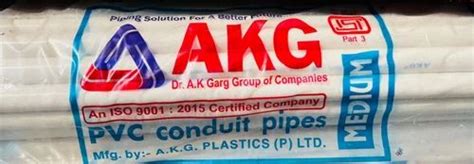 AKG White 25 Mm Pvc Electrical Conduit Pipes For Fitting Type Medium