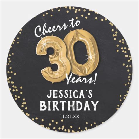 Cheers To 30 Years 30th Birthday Classic Round Sticker Zazzle