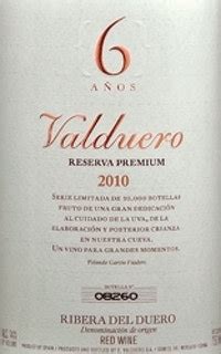 Valduero 2010 6 Años Reserva Premium Tempranillo Ribera del Duero