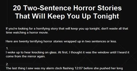 20 Terrifying Two Sentence Horror Stories Media Chomp