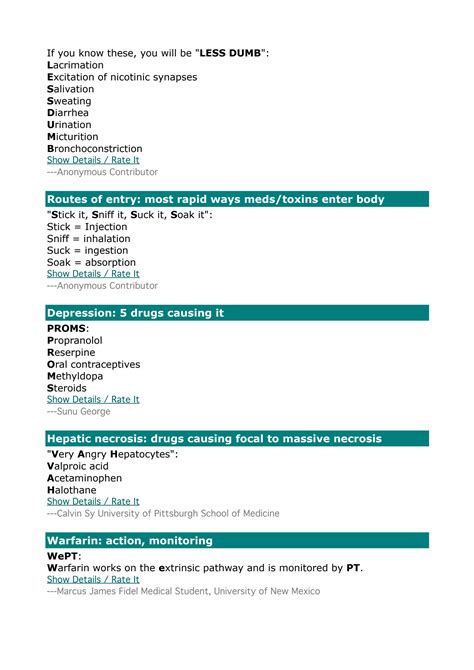 SOLUTION Pharmacology Mnemonics Studypool