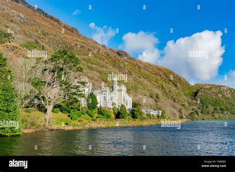 Exterior View Of The Historical Kylemore Abbey Victorian Walled