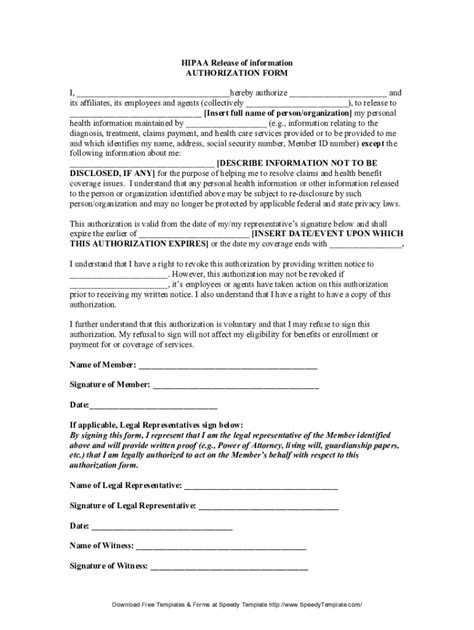 Fillable Online Free Generic Authorization Medical Release Form Pdf Fax Email Print Pdffiller