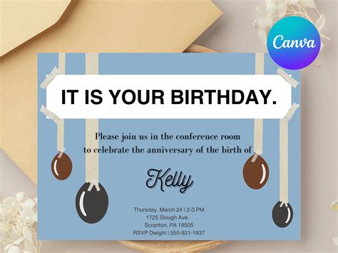 The Office Birthday Invitation Canva Template It Is Your Birthday Invitation Template The Office