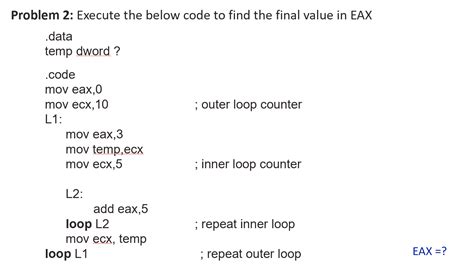 Solved Problem Execute The Below Code To Find The Final Chegg