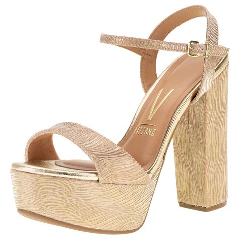 SANDÁLIA FEMININA SALTO GROSSO VIZZANO 6282755 Dourado