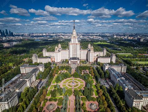 Aerial View Of Moscow State University Msu On Sparrow Hills Russia