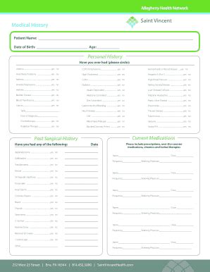 Fillable Online Ahn Medical History AHN Ahn Fax Email Print PdfFiller