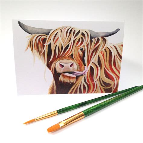 Highland Cow Moo Acrylic Painting Giclee Print Of Jen Etsy