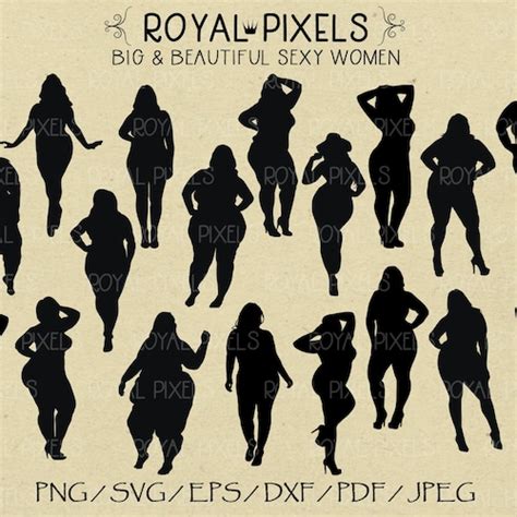 Beautiful Big Sexy Women Silhouette SVG Plus Size Women Etsy