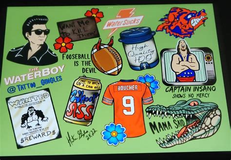 Waterboy Tattoo Flash Print Etsy