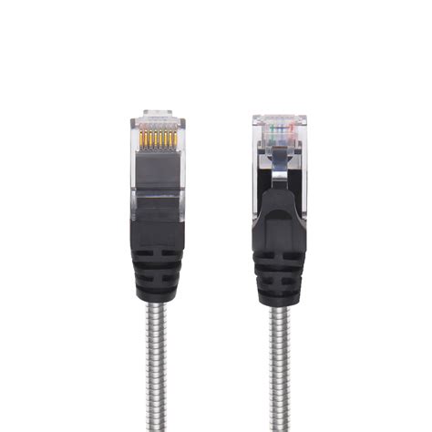 Slim Armored Cat6a Patch Cable Anti Rodent 10Gb 3ft