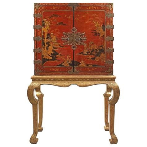 Chinese Lacquer Cabinet On Giltwood Stand