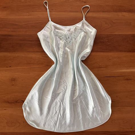 Light Blue Satin Lingerie Slip Dress With Depop