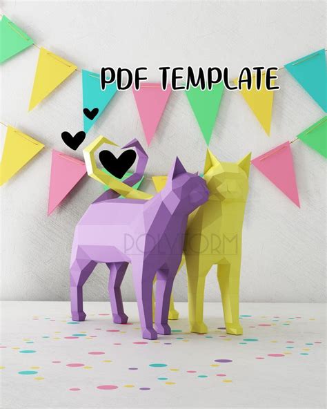 Cats Low Poly Papercraft PDF Template Etsy Paper Crafts Templates