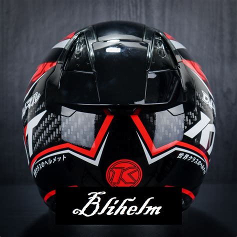 HELM KYT DJMARU 15 BLACK RED DJ MARU HALF FACE HELMET ORIGINAL SNI