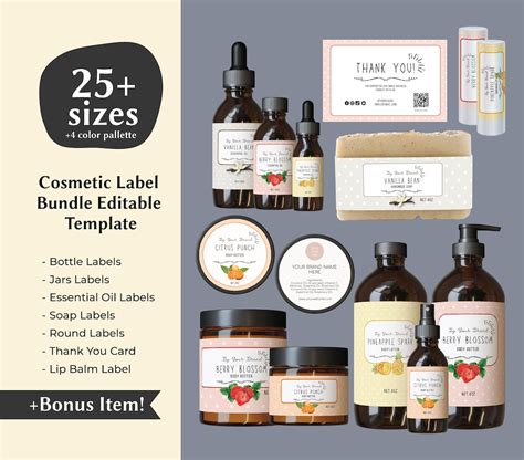 Fun Cosmetic Product Label Template Body Butter Label Template Jar Label Template Product Label