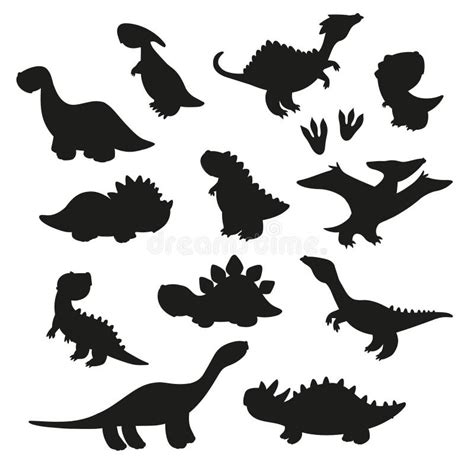 Set Of Dinosaur Silhouette Stock Vector Illustration Of Silhouette