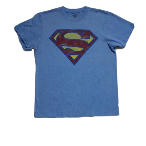 Superman Distressed Logo Dc Mens Size Medium Heather Gem