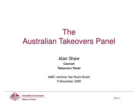 Ppt The Australian Takeovers Panel Powerpoint Presentation Free Download Id 191627