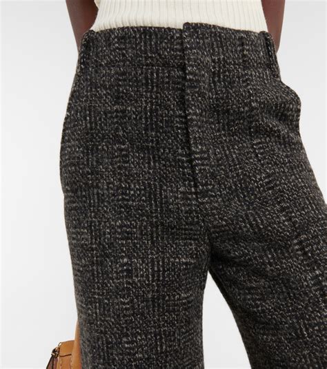 Tweed Wool Blend Wide Leg Pants In Grey Chloe Mytheresa