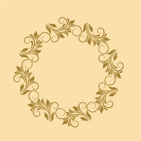 Brown Ornamental Round Decorative Art Floral Frame Abstract Vector