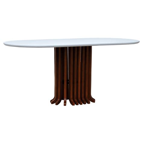 Mesa de Jantar Denver Tampo Oblongo 180x90cm Amêndoa Branco