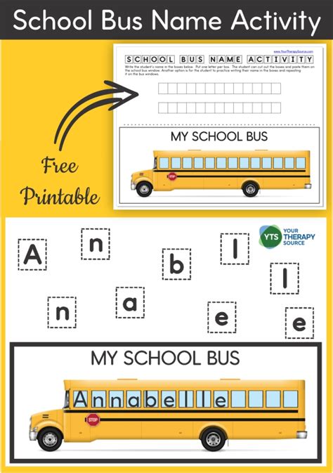 School Bus Activity - Free Name Printable - Your Therapy Source