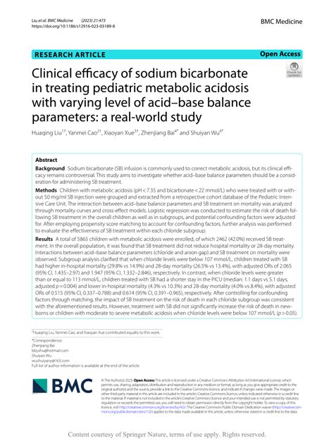 clinical efficacy  sodium bicarbonate  treating pediatric