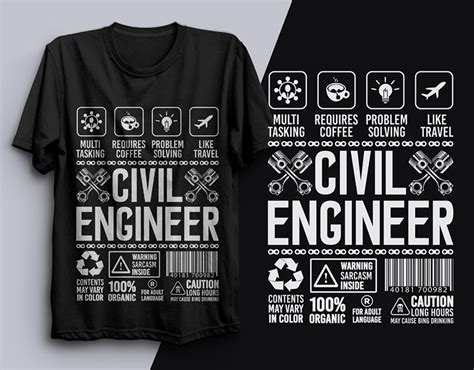 Civil Engineer Typography T Shirt Design Images Behance