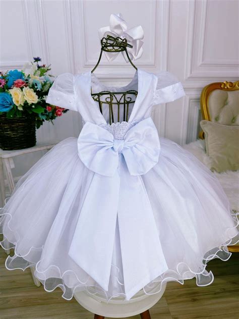 Vestido Infantil Branco Batizado Daminha Elo