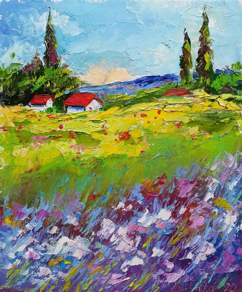 Italian Landscape Oil Painting Canvas Tuscany Field | Etsy