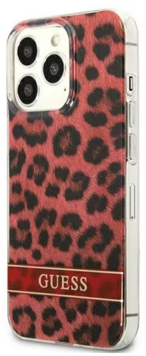 GUESS Leopard Electro Stripe Do Apple IPhone 13 Pro Czerwony Etui