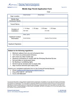 Fillable Online Mobile Sign Permit Application Form City Of Winnipeg