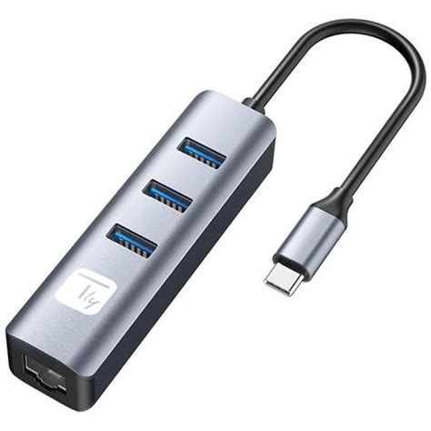 Techly Adattatore Convertitore Usb C A Rj Gigabit Con Hub Porte