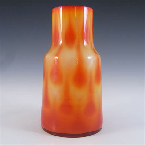 Elme Vintage Scandinavian Orange Cased Glass Peacock Vase £665020th Century Glass Antique