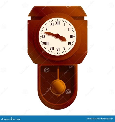 Antique Pendulum Clock Icon Cartoon Style Stock Vector Illustration