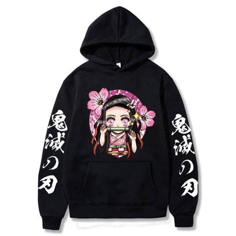 Blusa Moletom Canguru Anime Demon Slayer Nezuko Kamado Flores Kimetsu