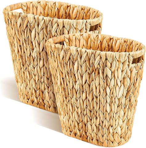 Amazon Tioncy Pcs Wicker Waste Basket With Handles Water