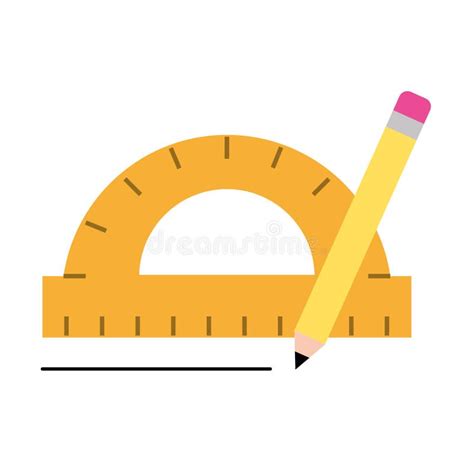 Protractor Pencil Graphic Design Tools Stock Vector - Illustration of ...