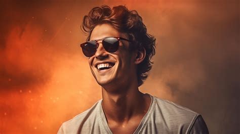 Premium Photo Young Handsome Man Wearing Sunglasses Smile