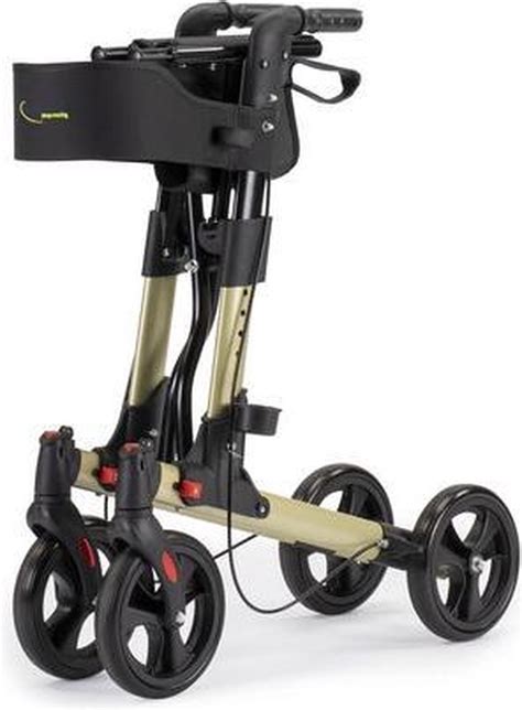 Lichtgewicht Rollator Dubbel Opvouwbaar Champagne Bol