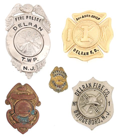 Lot Detail Delran New Jersey Fire Department Badges Lot Of Five