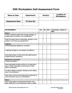 Fillable Online DSE Workstation Self Assessment Form Merton Fax Email