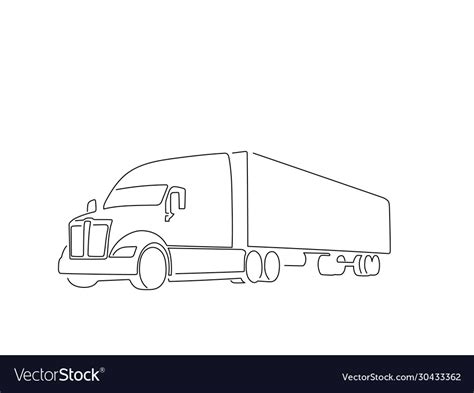 Truck isolated line drawing Royalty Free Vector Image