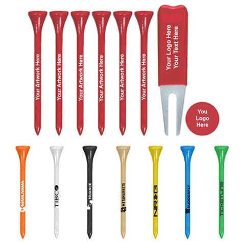 Pesonalized Golf Tee Pack With Tall Tees Ball Marker Metal Divot Tool