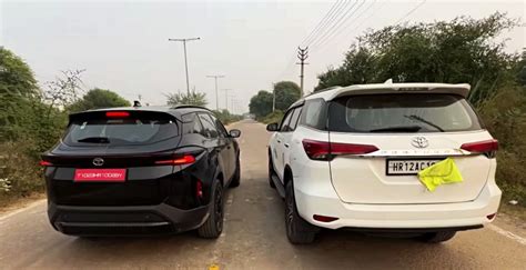 2023 Tata Harrier Facelift Dark Edition Vs Toyota Fortuner Suvs In A