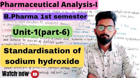 Standardisation Of Sodium Hydroxide Analysis I Unit Part B Pharma