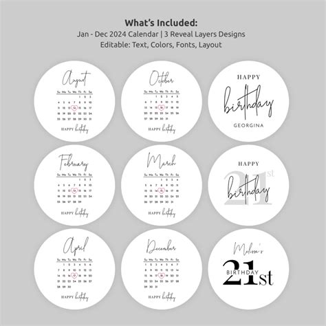 Calendar Cake Design Template Customizable Burn Away Cake