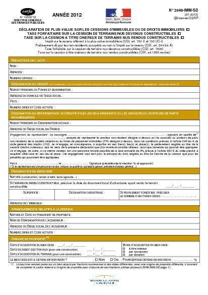 D Claration Plus Value Cession Titres Calcul Plus Value Immobili Re